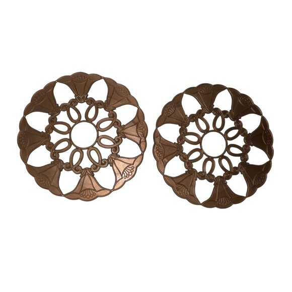 Vintage Plastic Trivets Used Set of 2 Brown - Picture 3 of 13